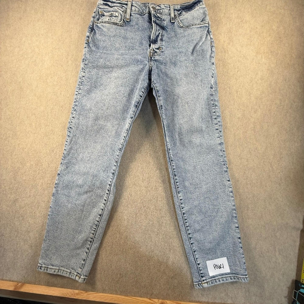 HM Denim Ultra High Waist Mom‎ Jeans Light Wash Blue Size 10 Tapered Leg P0621